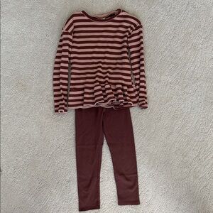 Zara Striped Long Sleeve Top with Leggings